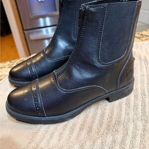 NEW! Equestrian Paddock show / riding Black Leather zip front Boots size 7